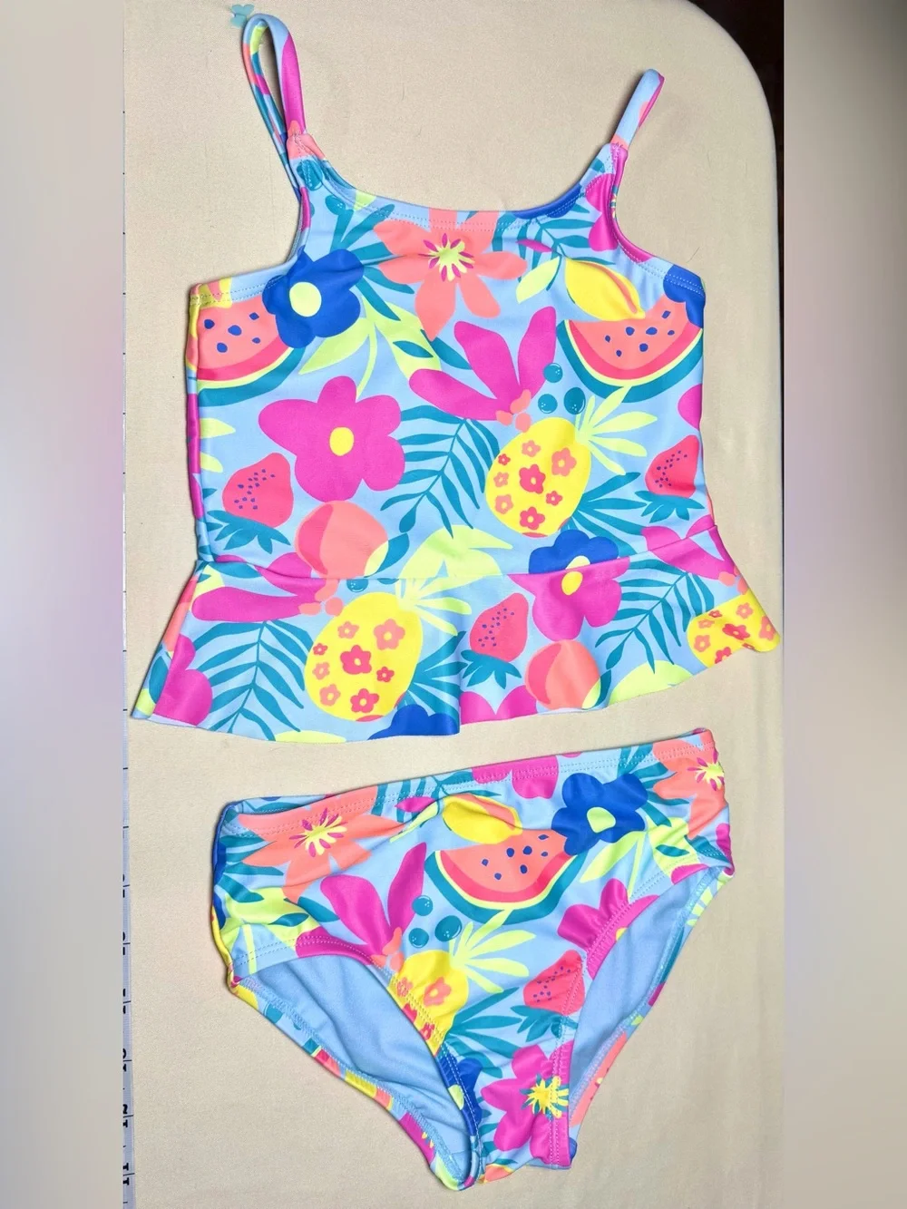 Jumping Beans 4T Tropical Fruit & Floral Tankini Swimsuit 2 Piece Swim Set